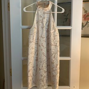 White and Cream Jacquard Dress